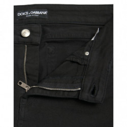 Jeans skinny in denim a vita media in cotone nero - IT42-M