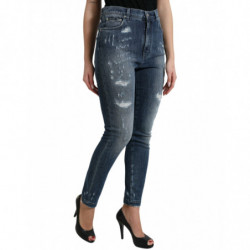 Jeans skinny in denim GRACE effetto invecchiato blu scuro - IT40-S