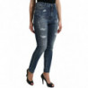 Jeans skinny in denim GRACE effetto invecchiato blu scuro - IT40-S