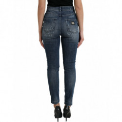 Jeans skinny in denim GRACE effetto invecchiato blu scuro - IT40-S