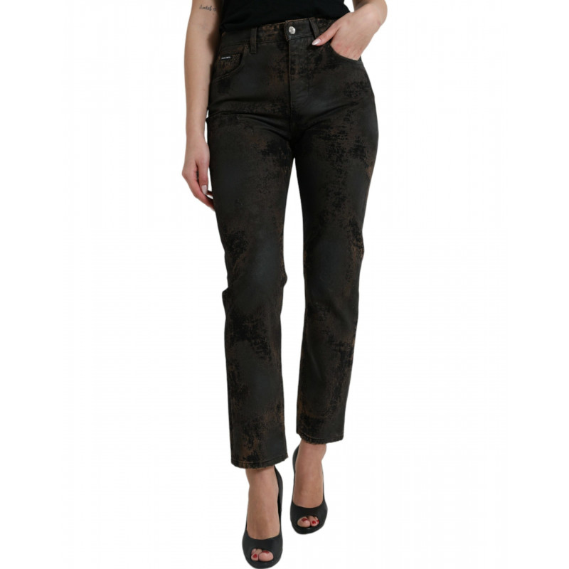 Jeans FIDANZATO in denim di cotone a vita media marrone - IT40-S