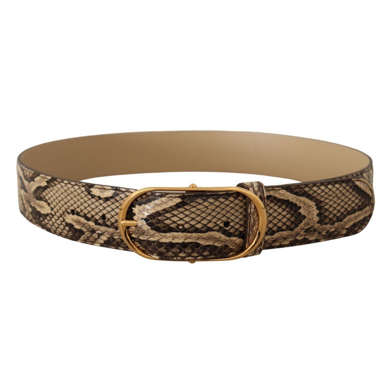 Cintura fibbia ovale dorata pelle esotica marrone - 75 CM / 30 INCHES