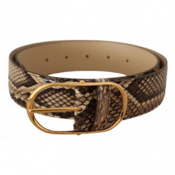 Cintura fibbia ovale dorata pelle esotica marrone - 75 CM / 30 INCHES