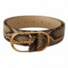 Cintura fibbia ovale dorata pelle esotica marrone - 75 CM / 30 INCHES