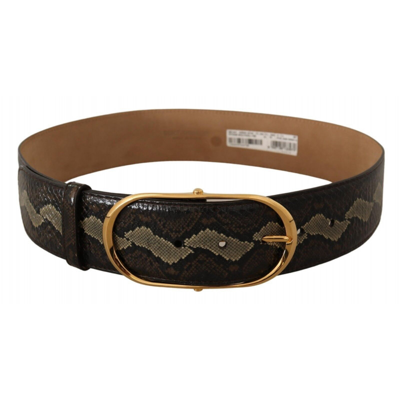 Cintura fibbia ovale dorata pelle esotica marrone - 75 CM / 30 INCHES