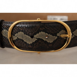 Cintura fibbia ovale dorata pelle esotica marrone - 75 CM / 30 INCHES