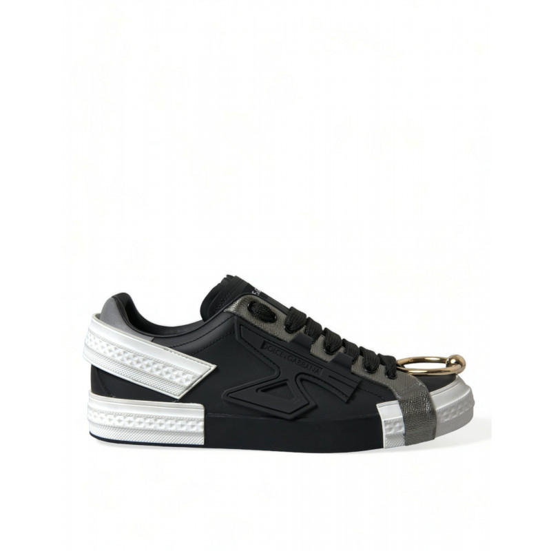 Scarpe da ginnastica basse da uomo Portofino in pelle nera - EU44/US11
