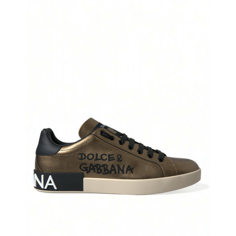 Scarpe da ginnastica da uomo logo Portofino pelle color bronzo - EU