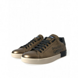 Scarpe da ginnastica da uomo logo Portofino pelle color bronzo - EU