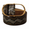 Cintura fibbia ovale dorata pelle pitone marrone - 80 CM / 32 INCHES