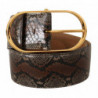 Cintura fibbia ovale dorata pelle esotica marrone - 80 CM / 32 INCHES
