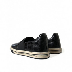 Scarpe da ginnastica in pelle esotica di coccodrillo nero - EU41/US8