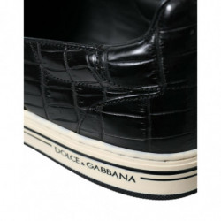 Scarpe da ginnastica in pelle esotica di coccodrillo nero - EU41/US8