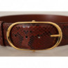 Cintura fibbia ovale dorata pelle esotica marrone - 70 CM / 28 INCHES