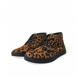Scarpe da ginnastica in pelle di cavallino leopardo marrone - EU40/US7