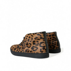 Scarpe da ginnastica in pelle di cavallino leopardo marrone - EU40/US7