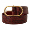 Cintura fibbia ovale dorata pelle esotica rossa - 80 CM / 32 INCHES