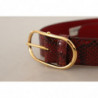Cintura fibbia ovale dorata pelle esotica rossa - 75 CM / 30 INCHES