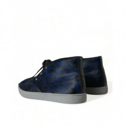 Scarpe da ginnastica mid-top leopardate pelle vitello blu - EU42.5/