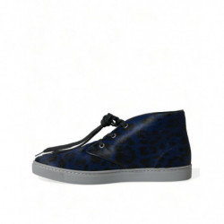 Scarpe da ginnastica mid-top leopardate pelle vitello blu - EU42.5/
