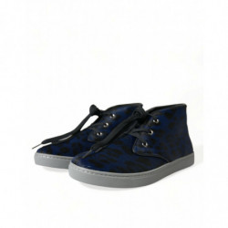 Scarpe da ginnastica mid-top leopardate pelle vitello blu - EU41.5/