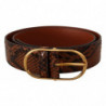 Cintura fibbia ovale dorata pelle esotica marrone - 80 CM / 32 INCHES