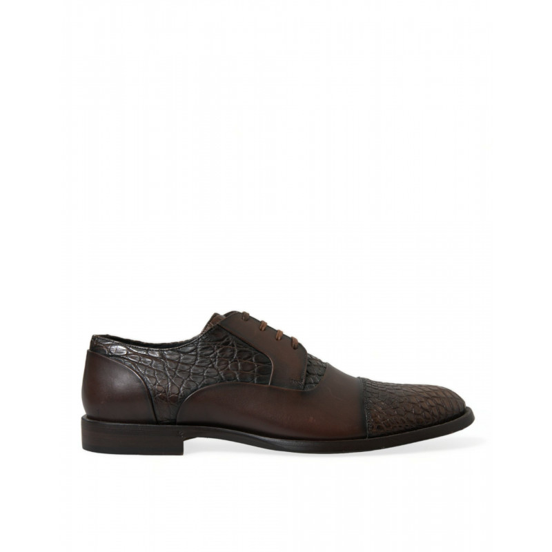 Scarpe eleganti Oxford stringate in pelle esotica marrone - EU41/US8