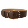 Cintura fibbia ovale metallo dorato pelle marrone - 75 CM / 30 INCHES