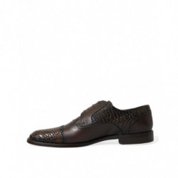 Scarpe eleganti Oxford stringate in pelle esotica marrone - EU41/US8