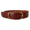 Cintura fibbia ovale metallo dorato pelle marrone - 75 CM / 30 INCHES