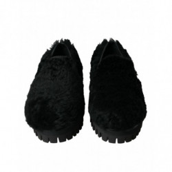 Scarpe eleganti con pantofole in pelle di pelliccia nera - EU40/US7
