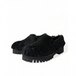 Scarpe eleganti con pantofole in pelle di pelliccia nera - EU40/US7