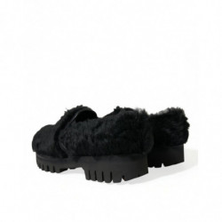 Scarpe eleganti con pantofole in pelle di pelliccia nera - EU40/US7