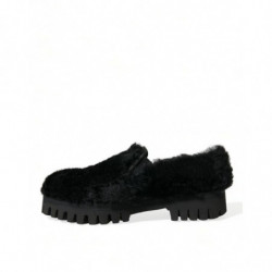 Scarpe eleganti con pantofole in pelle di pelliccia nera - EU40/US7