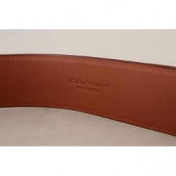 Cintura fibbia ovale metallo dorato pelle marrone - 75 CM / 30 INCHES