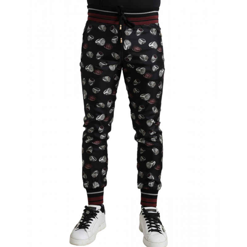 Pantaloni da jogging in seta con anello nero - IT50 - L