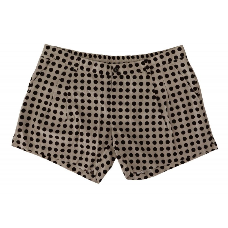 Pantaloncini in lino di cotone a pois bianchi neri - IT48 - M