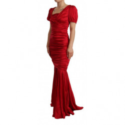 Abito a sirena con tubino in seta elasticizzata rossa - IT40-S