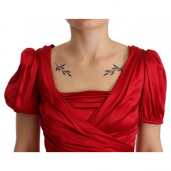 Abito a sirena con tubino in seta elasticizzata rossa - IT40-S