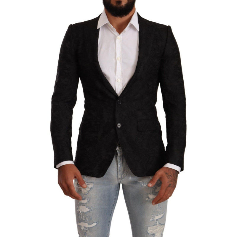 Giacca MARTINI da abito a due bottoni in broccato nero - IT44 - XS