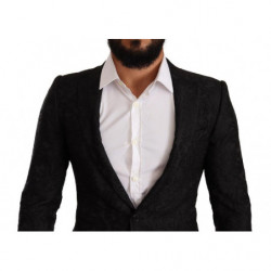 Giacca MARTINI da abito a due bottoni in broccato nero - IT44 - XS