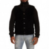 Giacca da uomo in pelle nera con collo alto e collo alto - IT48 - M
