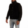 Giacca da uomo in pelle nera con collo alto e collo alto - IT48 - M
