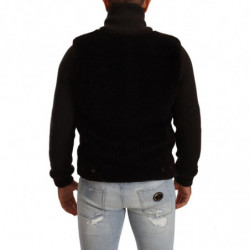 Giacca da uomo in pelle nera con collo alto e collo alto - IT48 - M