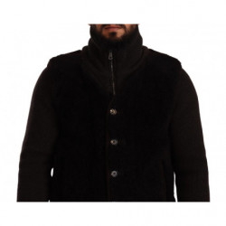 Giacca da uomo in pelle nera con collo alto e collo alto - IT48 - M