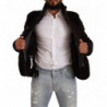 Giacca da uomo in pelle nera con collo alto e collo alto - IT48 - M