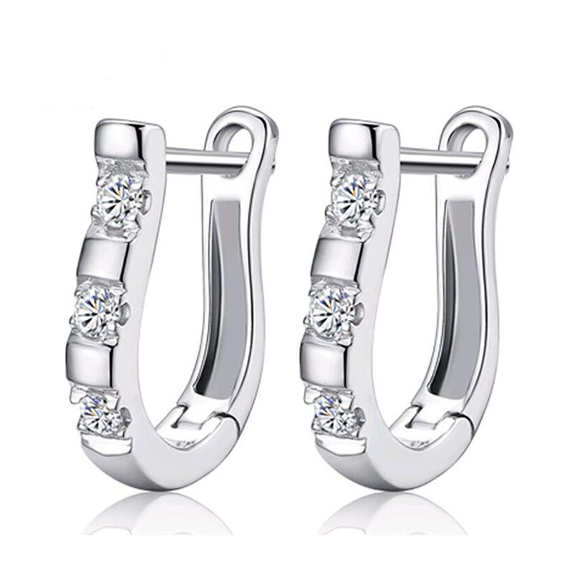 Coppia orecchini donna a ferro di cavallo con Strass - Colore Argento