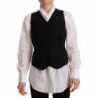 Top in viscosa con gilet senza maniche abbottonato nero - IT40-S