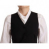 Top in viscosa con gilet senza maniche abbottonato nero - IT40-S