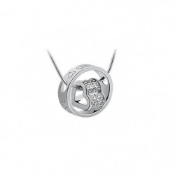 Collana con pendente anello e cuore ricoperto di strass-Colore Argento